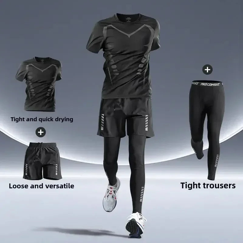 Men's Fitness Running Set Tight-Fit Quick-Dry Clothes for Autumn Night Runs Training Cycling New Sportswear Gear Men's Clothing Best home products