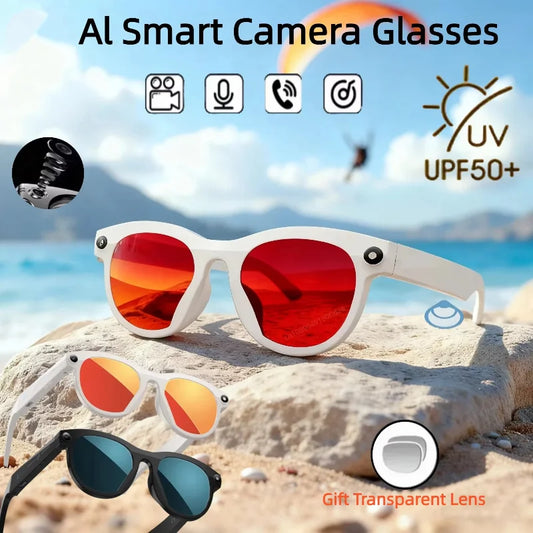 AI Smart Glasses 6K HD Camera Chat GPT Bluetooth Call Voice Assistant Control Navigation Waterproof Smart Sports Glasses 2026