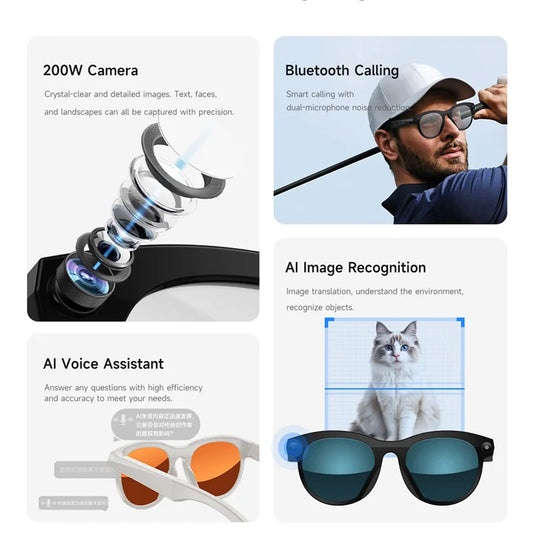 AI Smart Glasses 6K HD Camera Chat GPT Bluetooth Call Voice Assistant Control Navigation Waterproof Smart Sports Glasses 2026