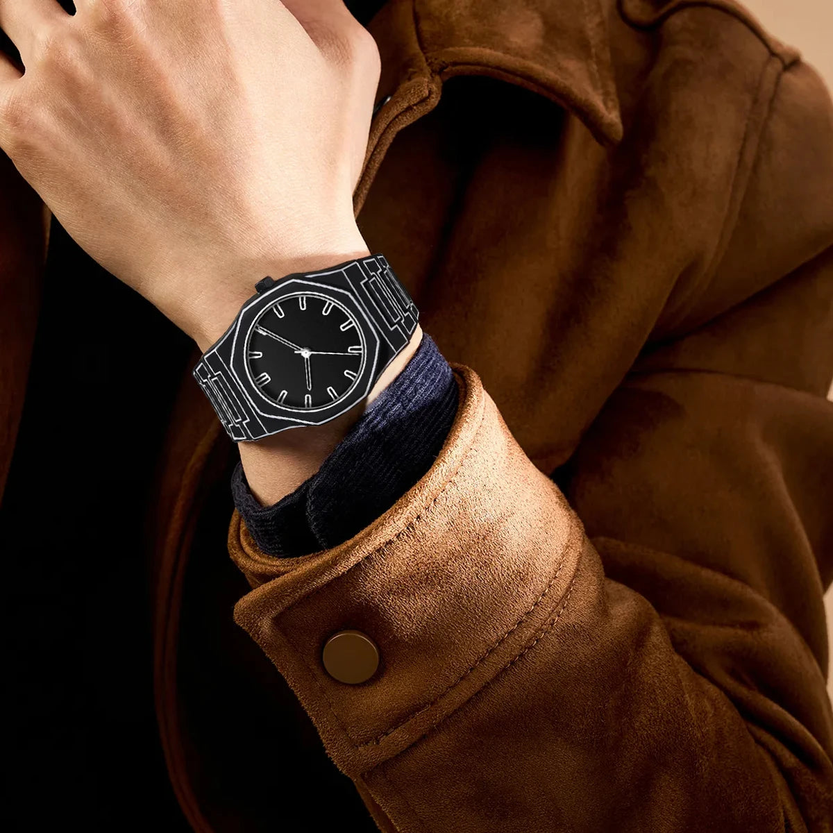 2025 New Creative Men Silicone Watch VA VA VOOM Brand Quartz Movement Creative Lines Leisure Outdoor Sports Black Wrist Watches