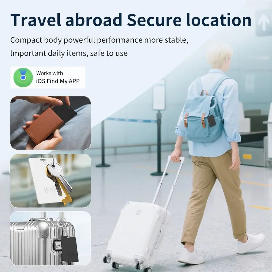 Bag Wallet Bluetooth Smart GPS Tracker Card Works with Find My App Wireless Charging Thin GPS Item Finder Luggage Key Anti-loss