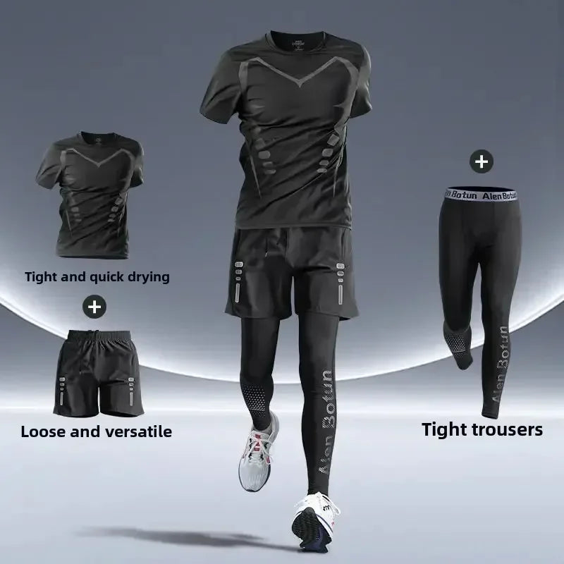 Men's Fitness Running Set Tight-Fit Quick-Dry Clothes for Autumn Night Runs Training Cycling New Sportswear Gear Men's Clothing Best home products