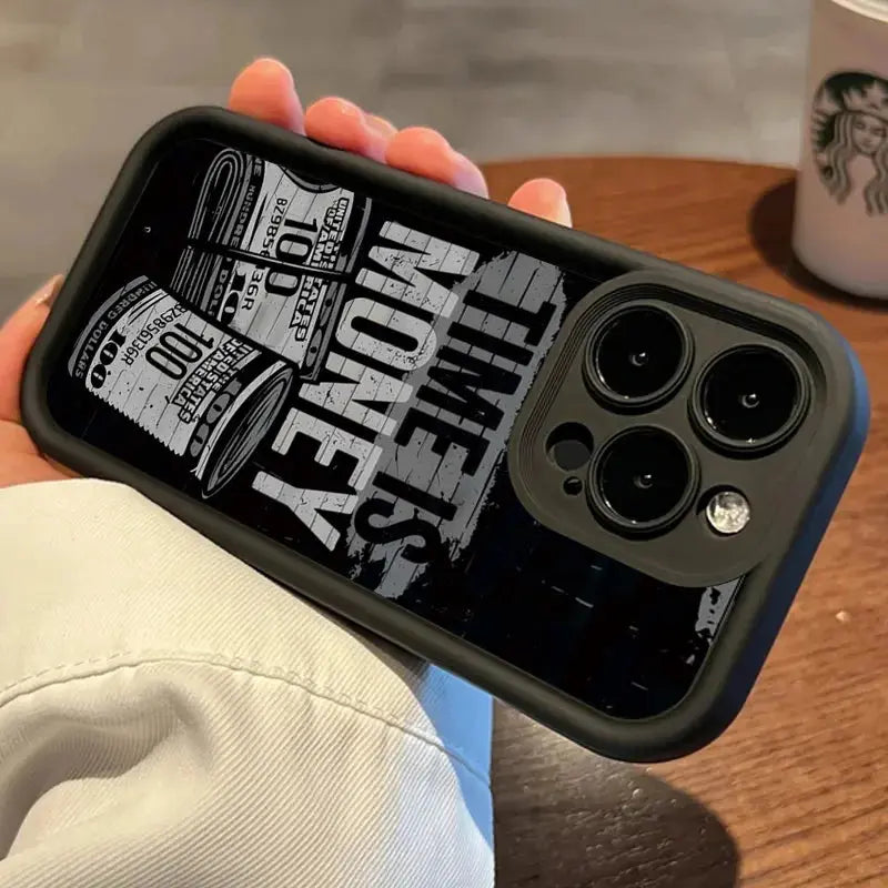 Phone Case For iPhone 17 16 15 14 12 11 13 Pro Max Time is Money Printed Soft Cover For iPhone 17 Air 16E 7 8 Plus X XS Case Best home products