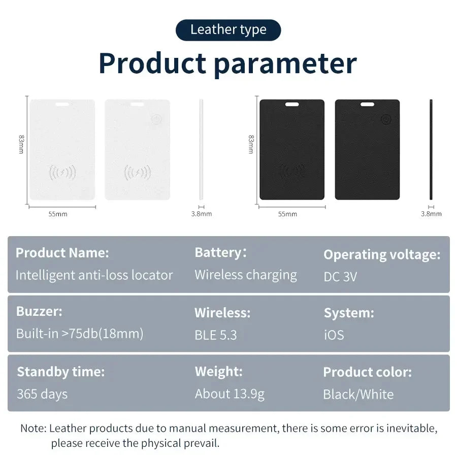 Bag Wallet Bluetooth Smart GPS Tracker Card Works with Find My App Wireless Charging Thin GPS Item Finder Luggage Key Anti-loss