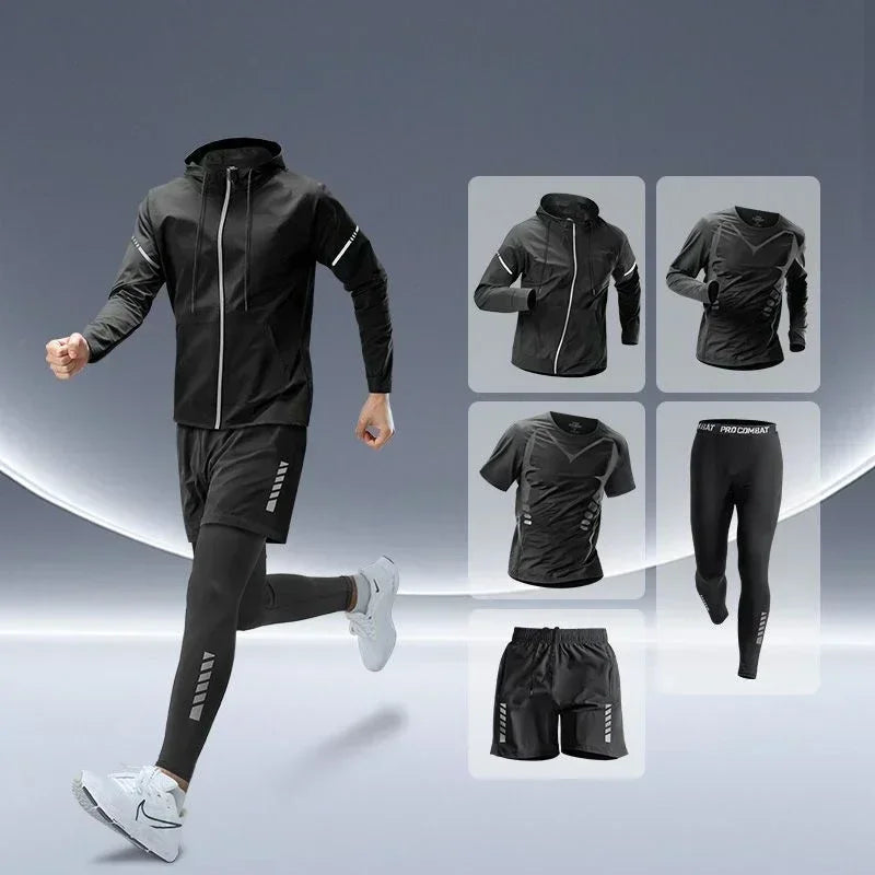 Men's Fitness Running Set Tight-Fit Quick-Dry Clothes for Autumn Night Runs Training Cycling New Sportswear Gear Men's Clothing Best home products
