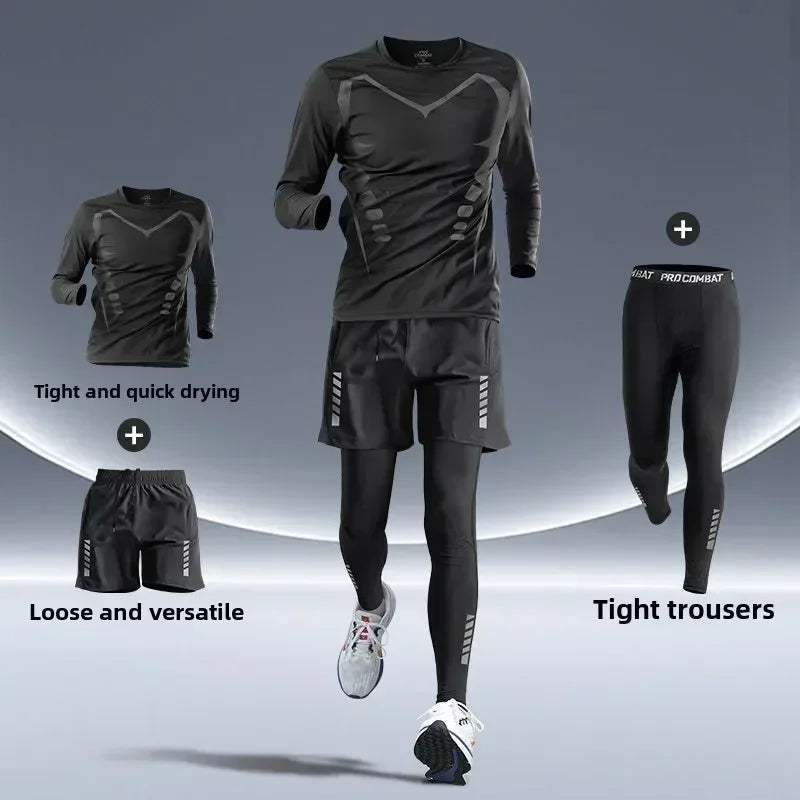 Men's Fitness Running Set Tight-Fit Quick-Dry Clothes for Autumn Night Runs Training Cycling New Sportswear Gear Men's Clothing Best home products