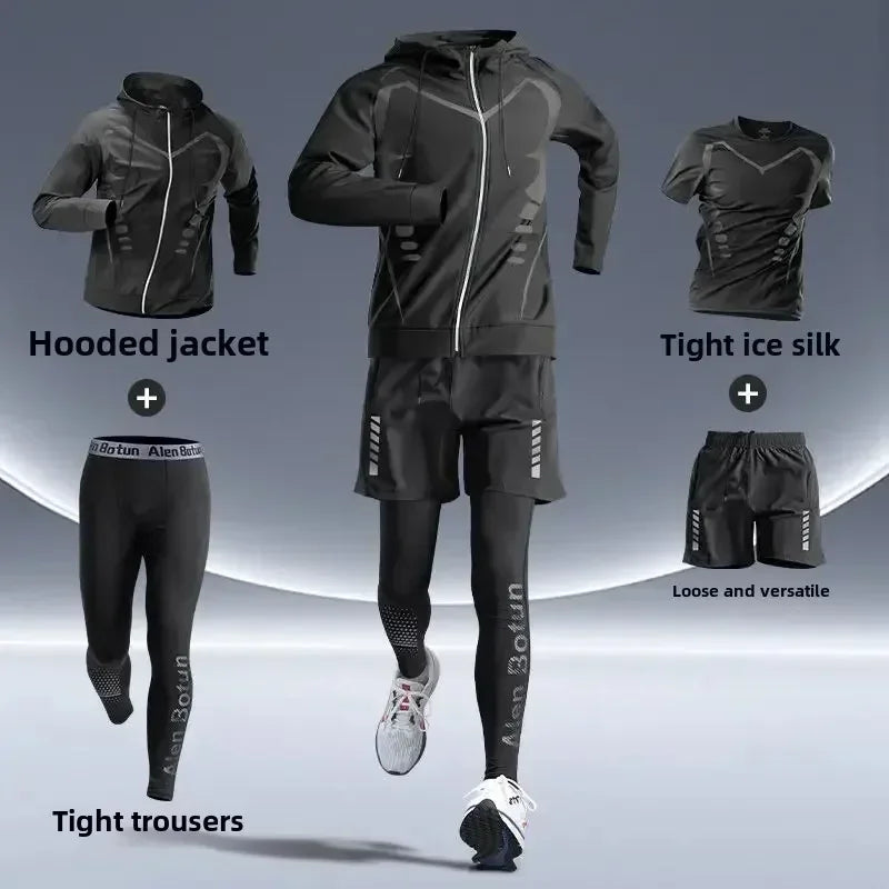 Men's Fitness Running Set Tight-Fit Quick-Dry Clothes for Autumn Night Runs Training Cycling New Sportswear Gear Men's Clothing Best home products