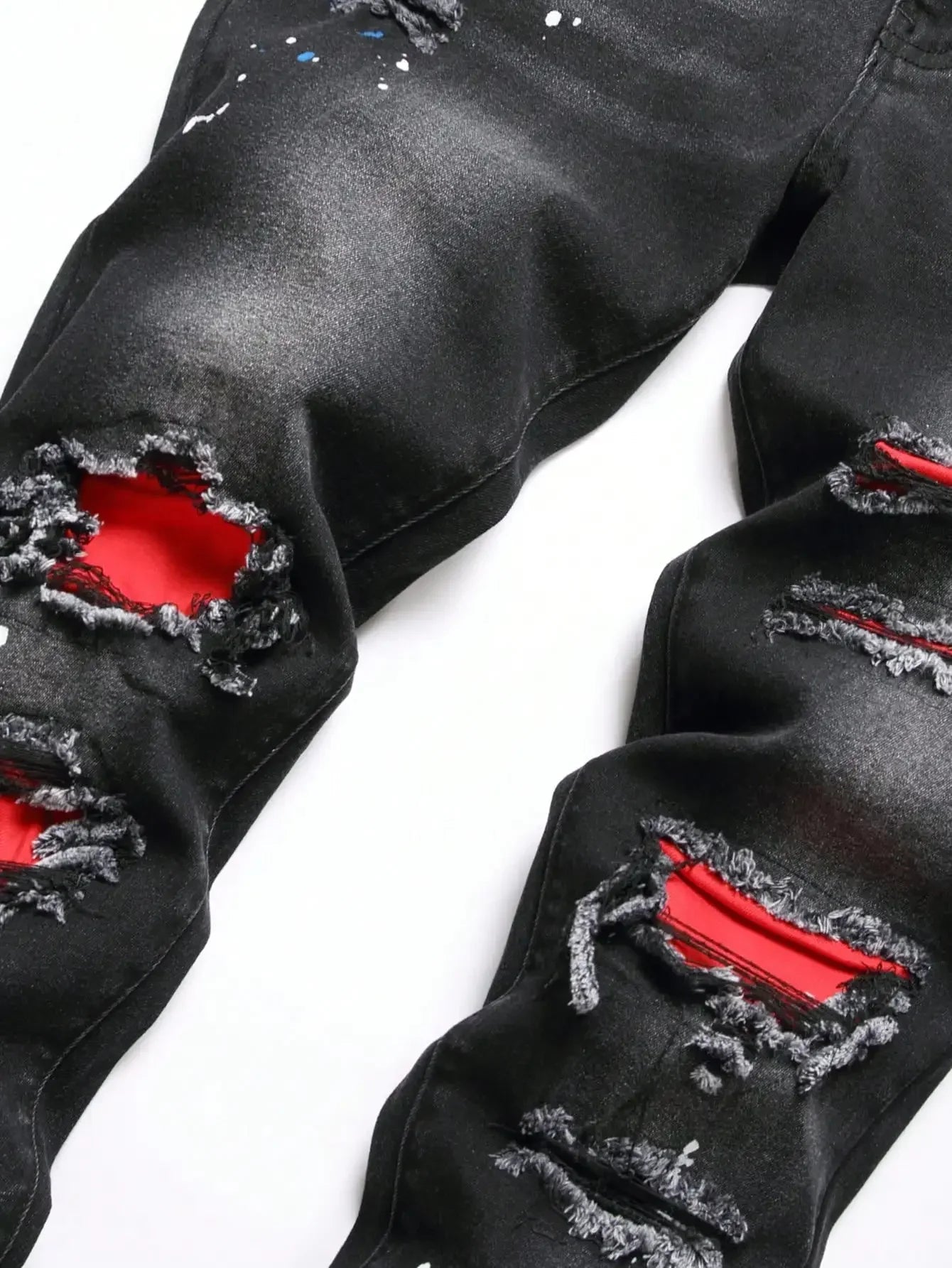 Men y2k Stretchy Skinny Denim Jeans For Men Casual pants Ripped Patchwork Hole Slim Fit Denim Hip Hop Black Straight Trousers MITIKO