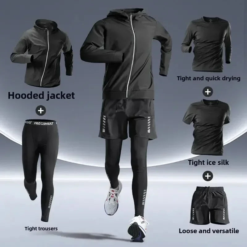 Men's Fitness Running Set Tight-Fit Quick-Dry Clothes for Autumn Night Runs Training Cycling New Sportswear Gear Men's Clothing Best home products