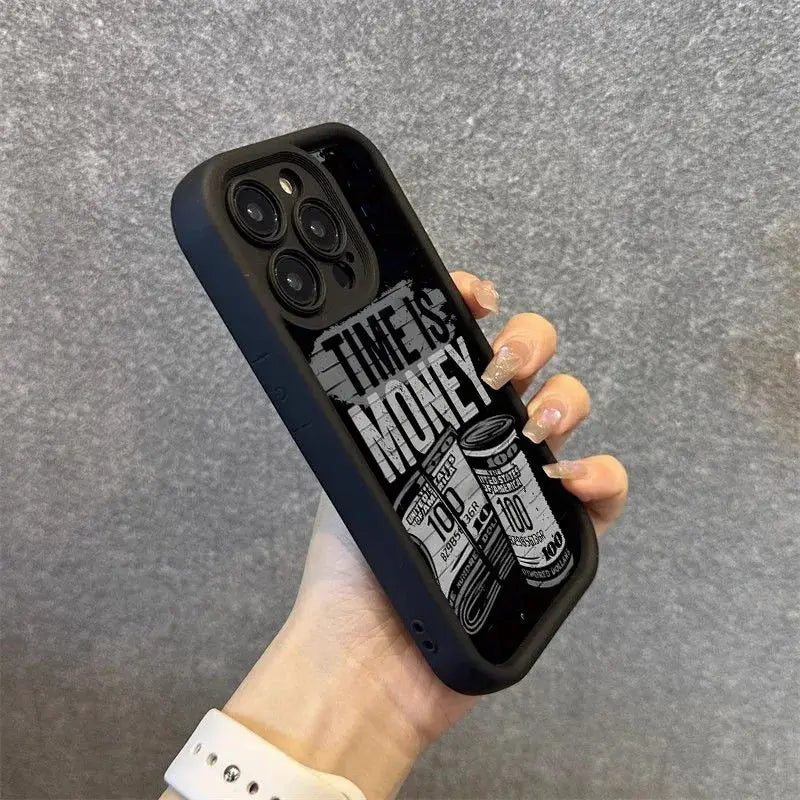 Phone Case For iPhone 17 16 15 14 12 11 13 Pro Max Time is Money Printed Soft Cover For iPhone 17 Air 16E 7 8 Plus X XS Case Best home products