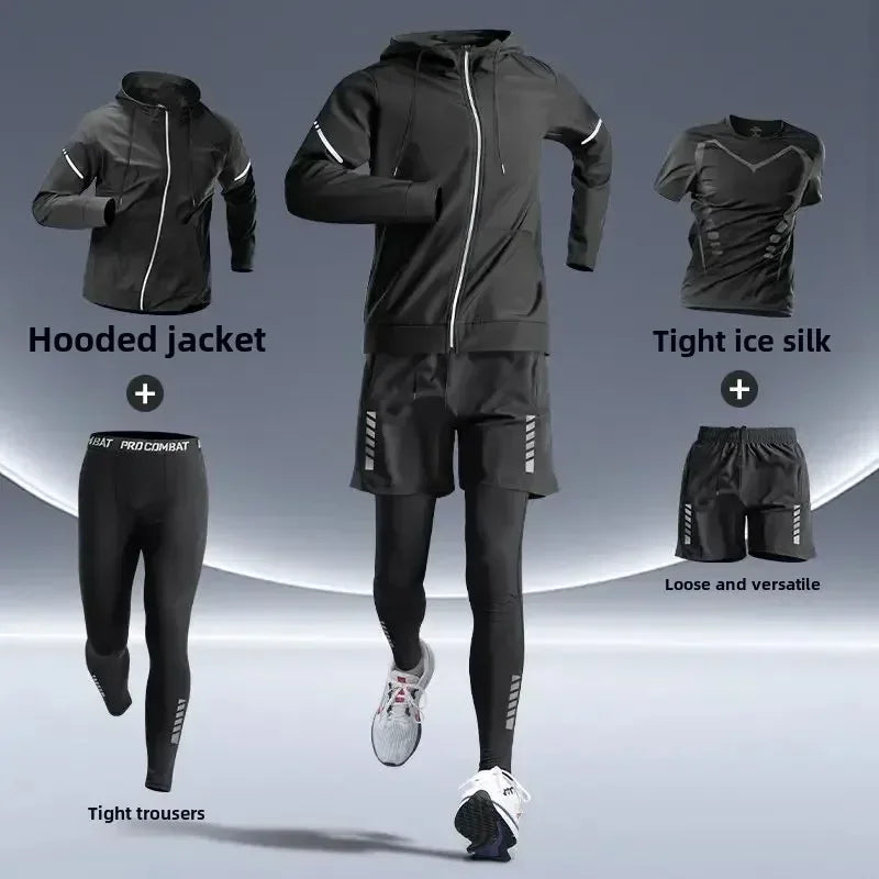 Men's Fitness Running Set Tight-Fit Quick-Dry Clothes for Autumn Night Runs Training Cycling New Sportswear Gear Men's Clothing Best home products