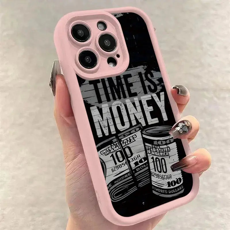 Phone Case For iPhone 17 16 15 14 12 11 13 Pro Max Time is Money Printed Soft Cover For iPhone 17 Air 16E 7 8 Plus X XS Case Best home products