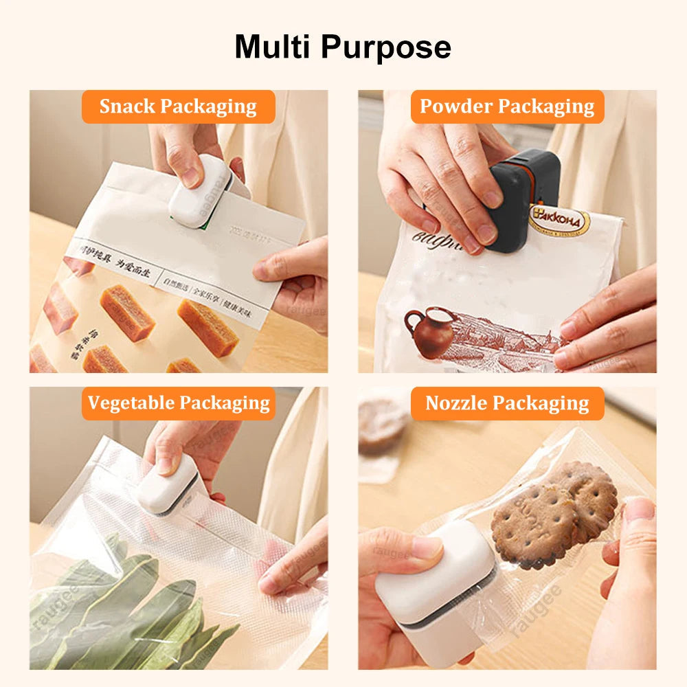 Plastic Bag Sealer Mini Heat Bag Sealing Machine Portable Handheld Food Packaging Bag Sealer USB Rechargeable Bag Thermal Sealer MITIKO