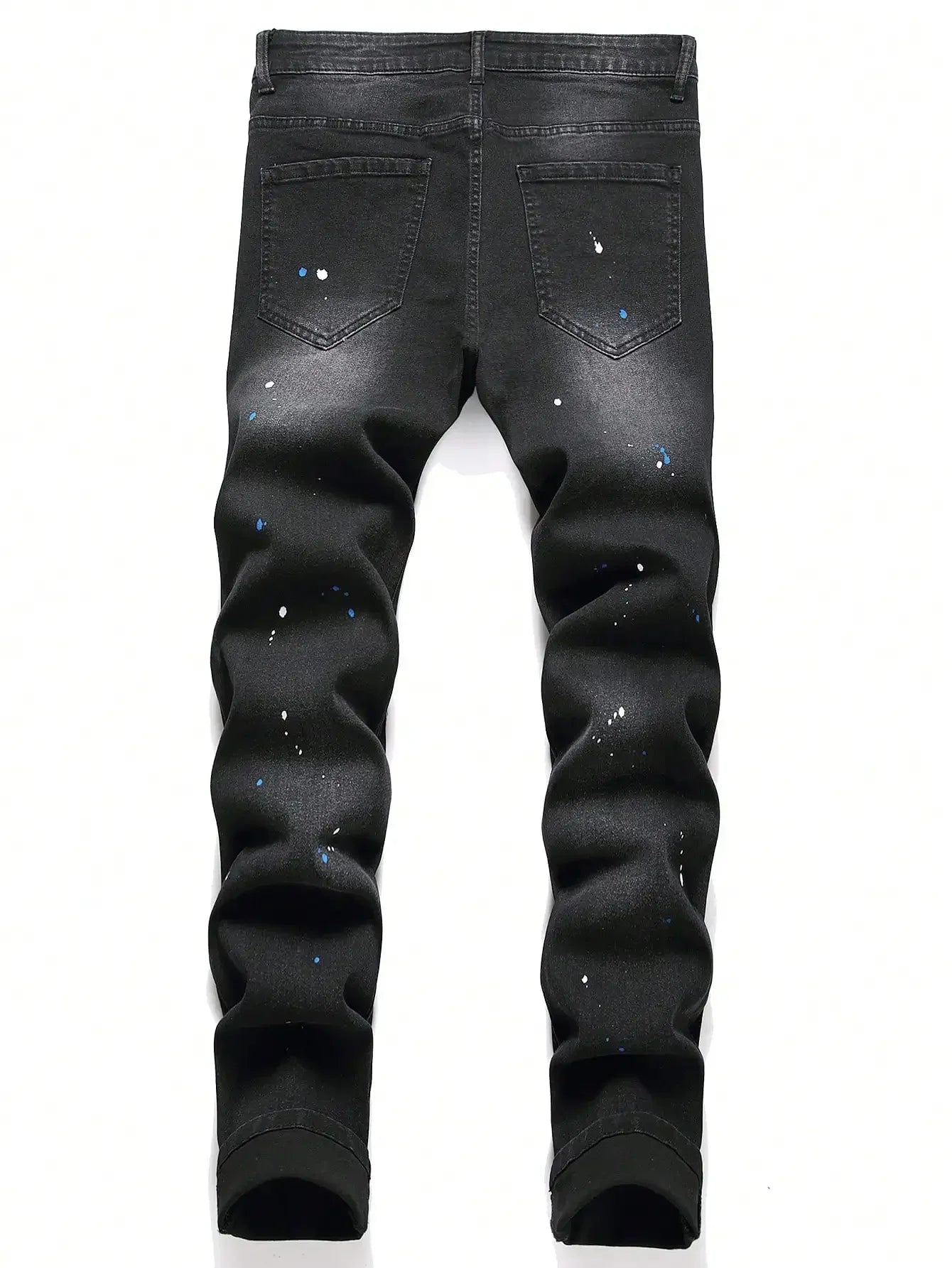 Men y2k Stretchy Skinny Denim Jeans For Men Casual pants Ripped Patchwork Hole Slim Fit Denim Hip Hop Black Straight Trousers MITIKO