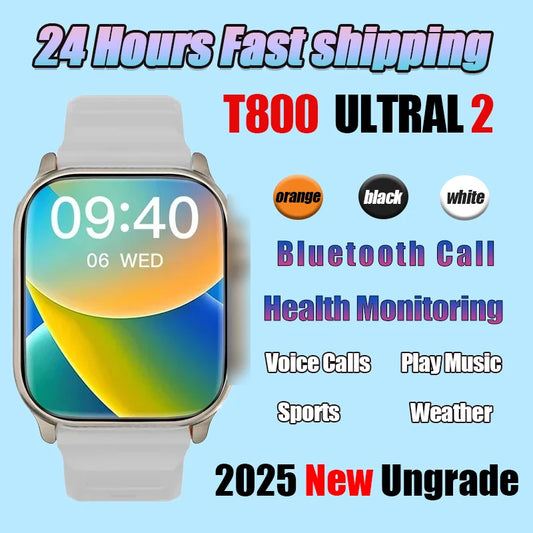 2025 New T800 Ultra 2 Wireless Charging Bluetooth Call Heart Rate Blood Pressure Smart Watch smartwatch ﻿