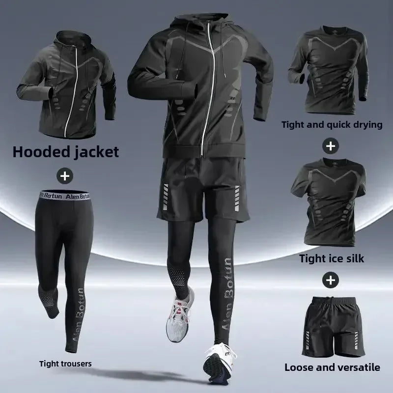 Men's Fitness Running Set Tight-Fit Quick-Dry Clothes for Autumn Night Runs Training Cycling New Sportswear Gear Men's Clothing Best home products
