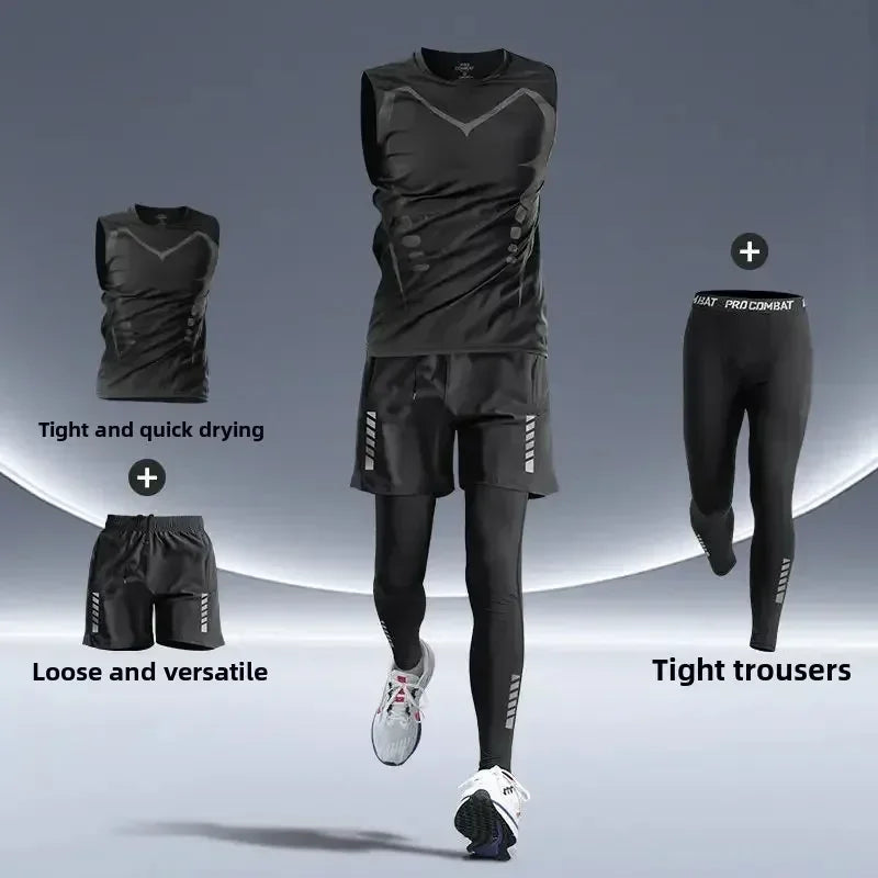 Men's Fitness Running Set Tight-Fit Quick-Dry Clothes for Autumn Night Runs Training Cycling New Sportswear Gear Men's Clothing Best home products