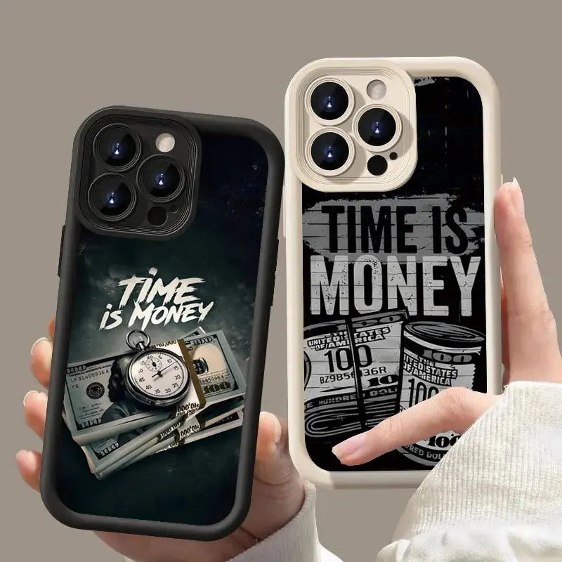 Phone Case For iPhone 17 16 15 14 12 11 13 Pro Max Time is Money Printed Soft Cover For iPhone 17 Air 16E 7 8 Plus X XS Case Best home products