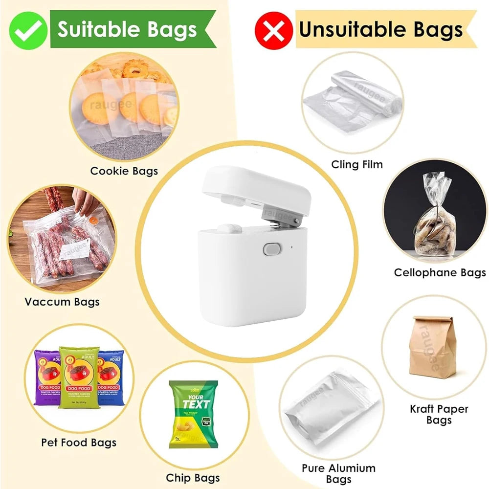 Plastic Bag Sealer Mini Heat Bag Sealing Machine Portable Handheld Food Packaging Bag Sealer USB Rechargeable Bag Thermal Sealer MITIKO