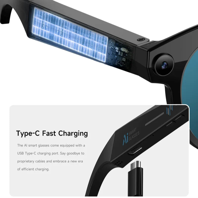 AI Smart Glasses 6K HD Camera Chat GPT Bluetooth Call Voice Assistant Control Navigation Waterproof Smart Sports Glasses 2026