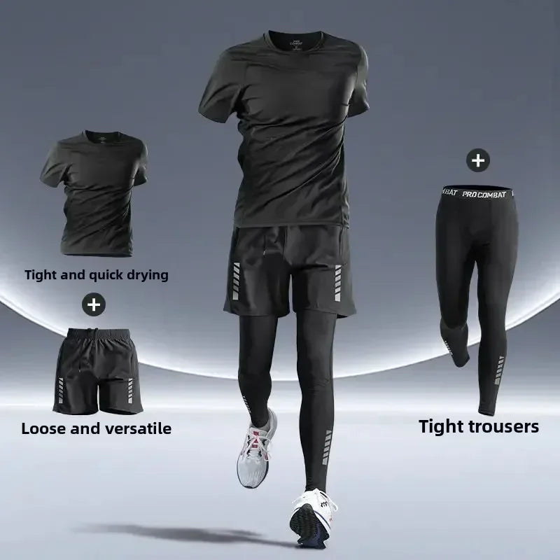 Men's Fitness Running Set Tight-Fit Quick-Dry Clothes for Autumn Night Runs Training Cycling New Sportswear Gear Men's Clothing Best home products