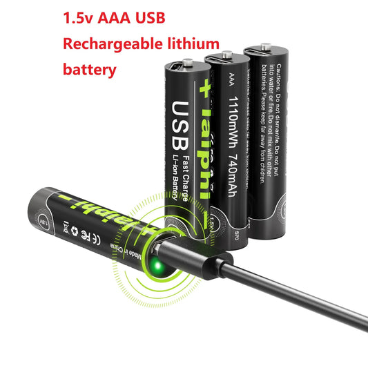 USB AAA Battery 1.5V Rechargeable Portable Power for Electronics AAA Alkaline Battery Pack for Digital Camera Remote Control