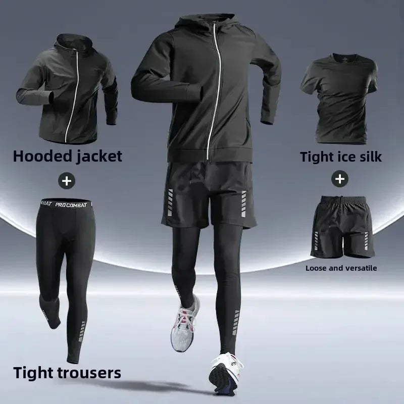 Men's Fitness Running Set Tight-Fit Quick-Dry Clothes for Autumn Night Runs Training Cycling New Sportswear Gear Men's Clothing Best home products